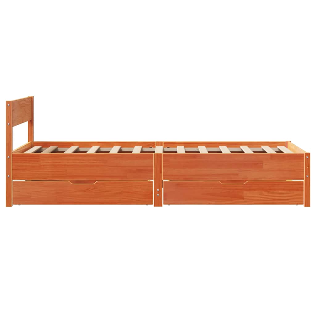 viaszbarna tömör fenyőfa ágy matrac nélkül 90 x 190 cm