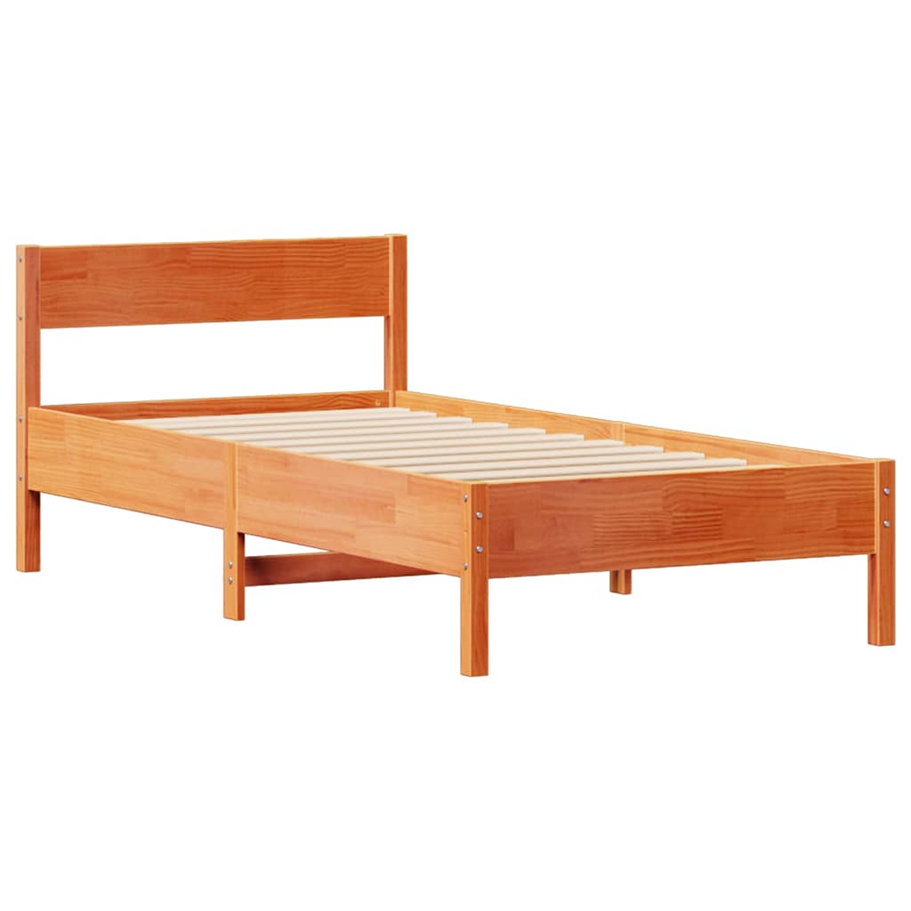 viaszbarna tömör fenyőfa ágy matrac nélkül 75 x 190 cm
