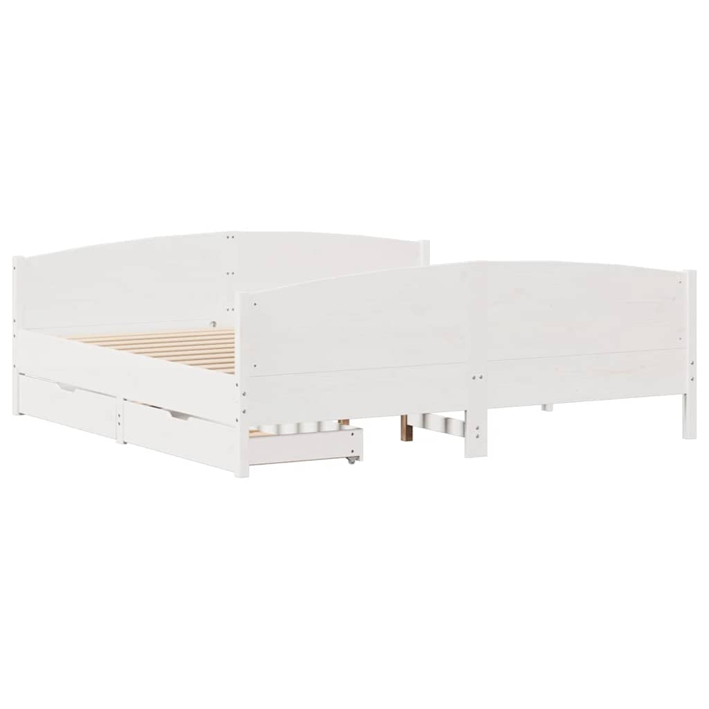 fehér tömör fenyőfa ágy matrac nélkül 200 x 200 cm