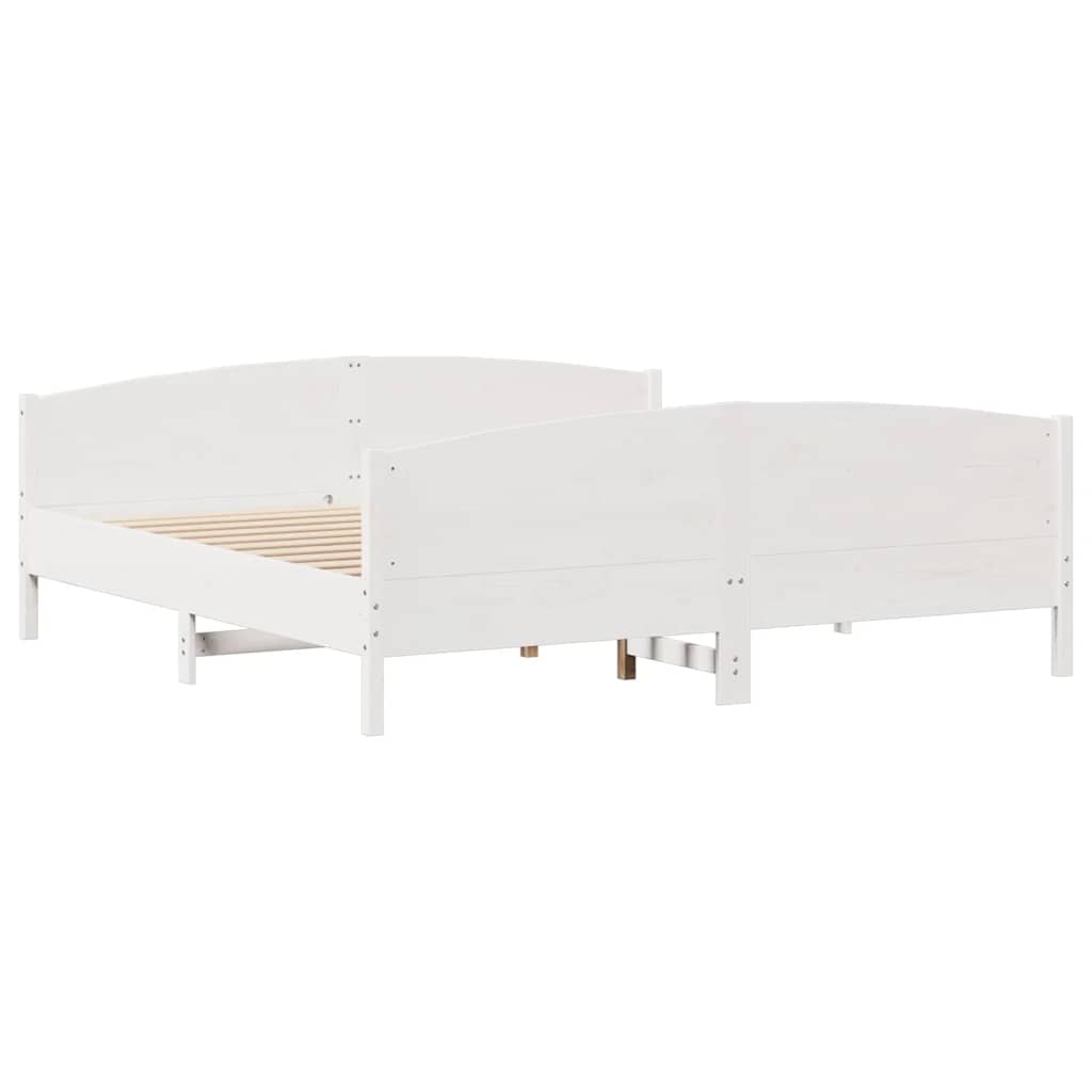fehér tömör fenyőfa ágy matrac nélkül 200 x 200 cm