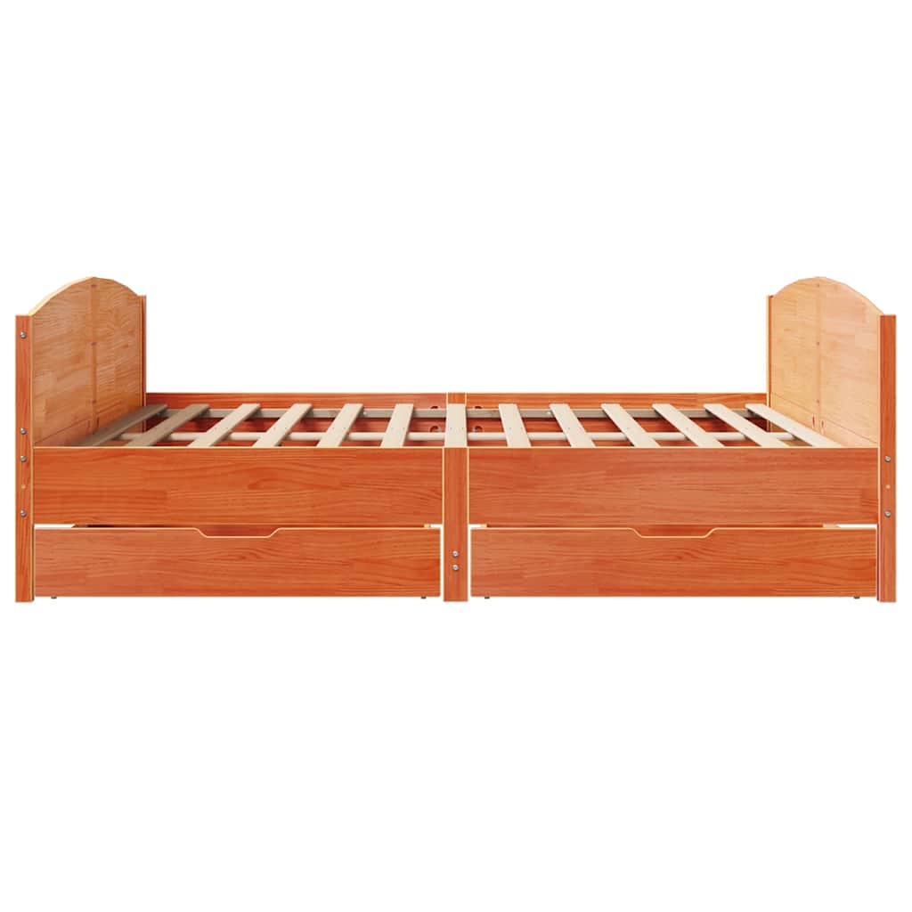 viaszbarna tömör fenyőfa ágy matrac nélkül 200 x 200 cm