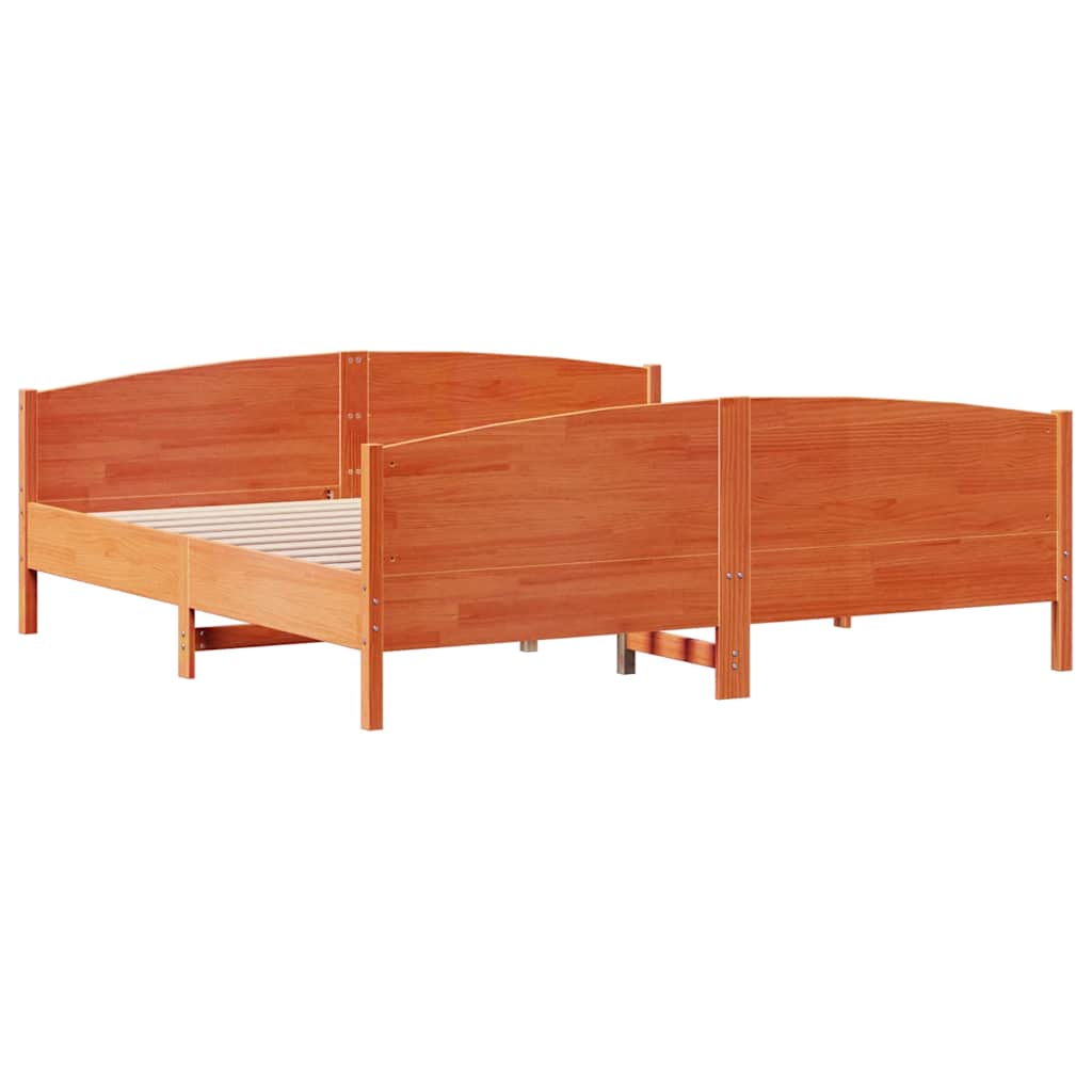 viaszbarna tömör fenyőfa ágy matrac nélkül 200 x 200 cm