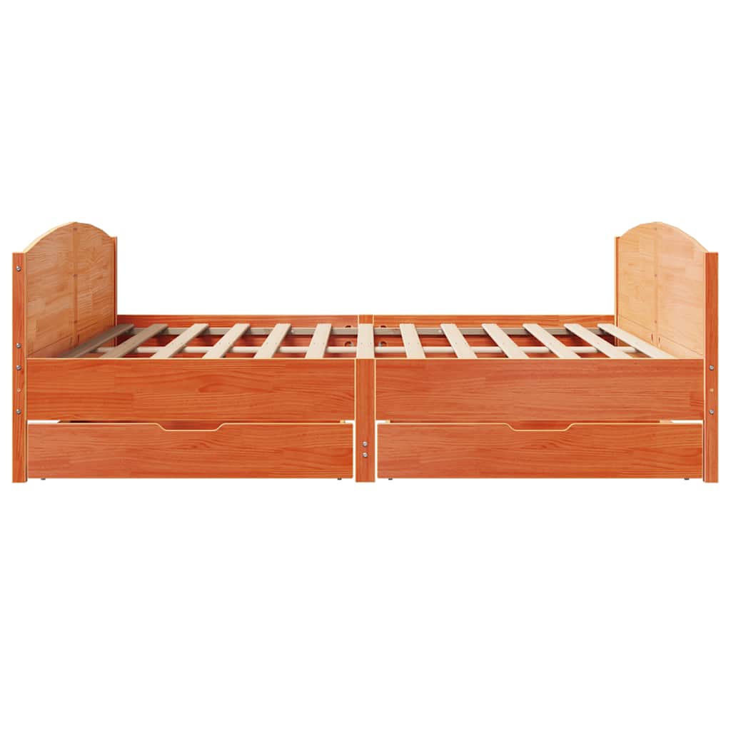viaszbarna tömör fenyőfa ágy matrac nélkül 180 x 200 cm