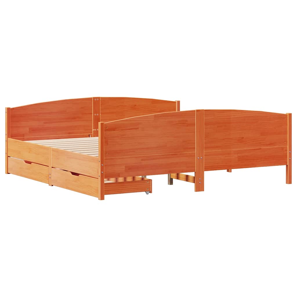 viaszbarna tömör fenyőfa ágy matrac nélkül 160 x 200 cm