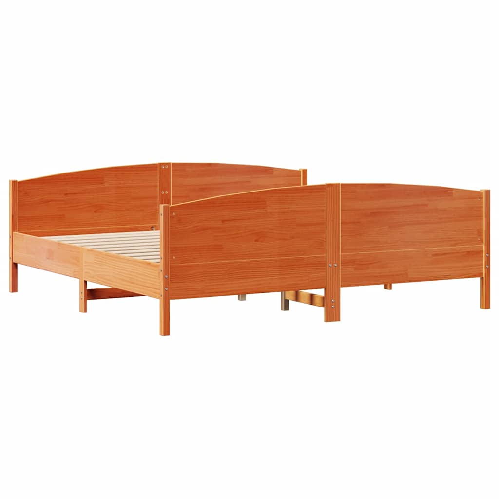 viaszbarna tömör fenyőfa ágy matrac nélkül 160 x 200 cm