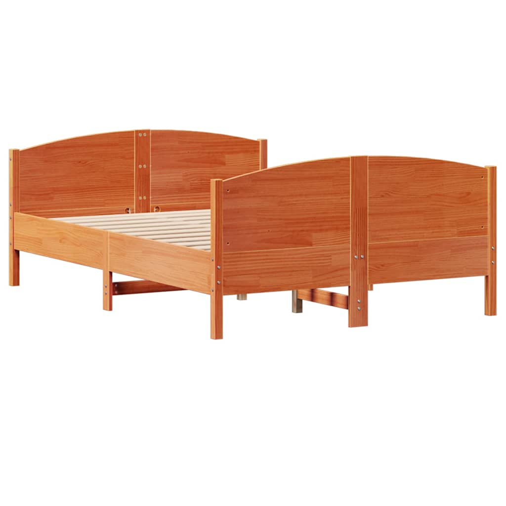 viaszbarna tömör fenyőfa ágy matrac nélkül 140 x 190 cm