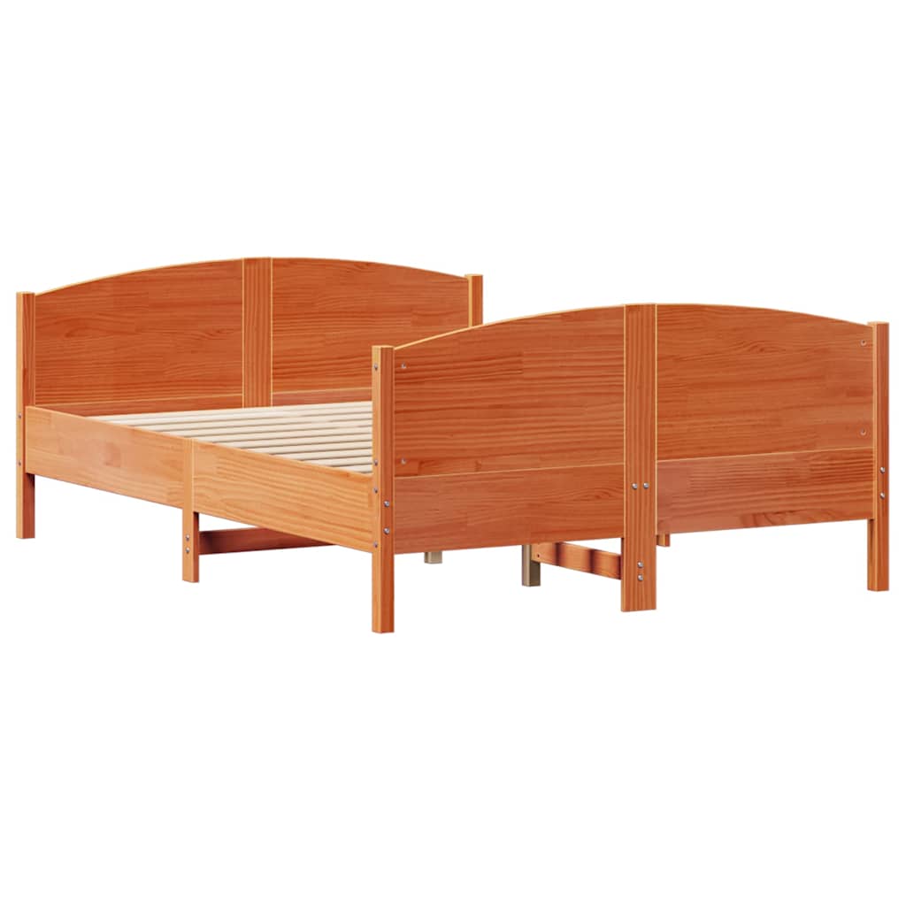 viaszbarna tömör fenyőfa ágy matrac nélkül 120 x 190 cm