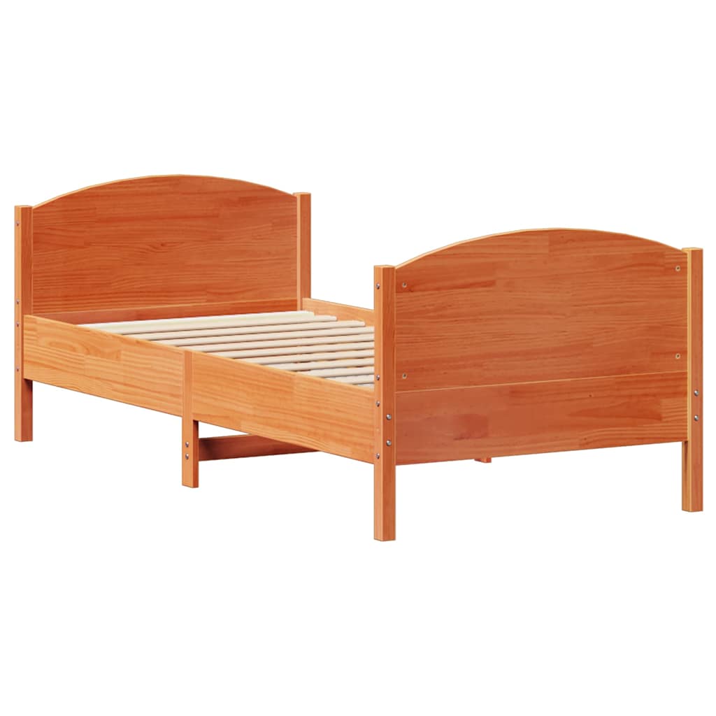 viaszbarna tömör fenyőfa ágy matrac nélkül 100 x 200 cm