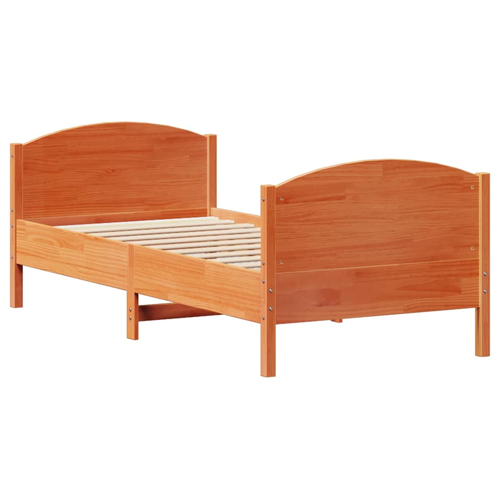 viaszbarna tömör fenyőfa ágy matrac nélkül 90 x 200 cm