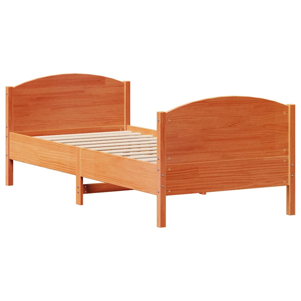 viaszbarna tömör fenyőfa ágy matrac nélkül 90 x 190 cm