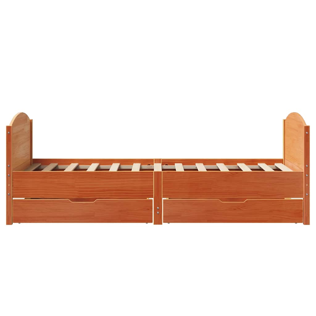 viaszbarna tömör fenyőfa ágy matrac nélkül 90 x 190 cm