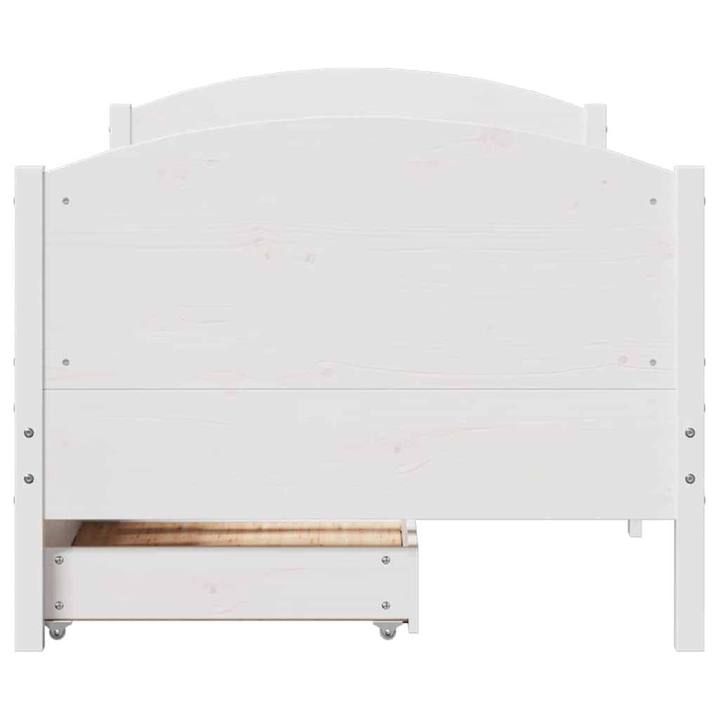 fehér tömör fenyőfa ágy matrac nélkül 75 x 190 cm