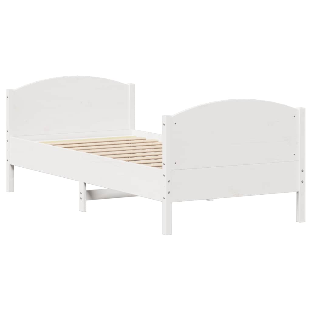 fehér tömör fenyőfa ágy matrac nélkül 75 x 190 cm