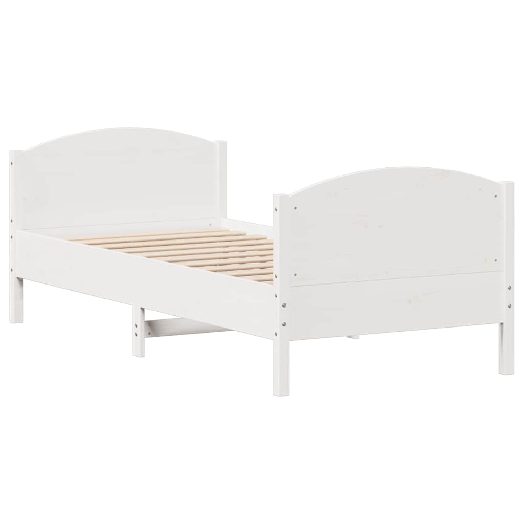fehér tömör fenyőfa ágy matrac nélkül 75 x 190 cm