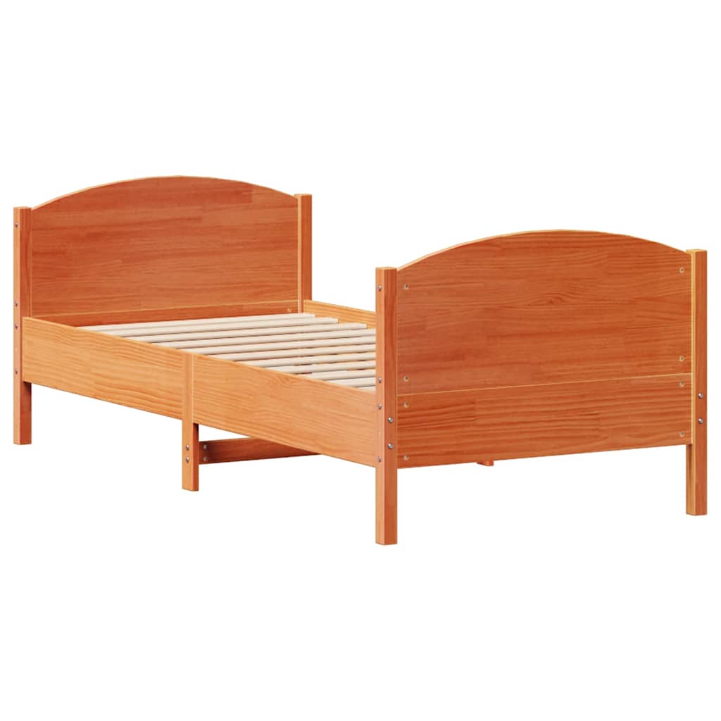 viaszbarna tömör fenyőfa ágy matrac nélkül 75 x 190 cm