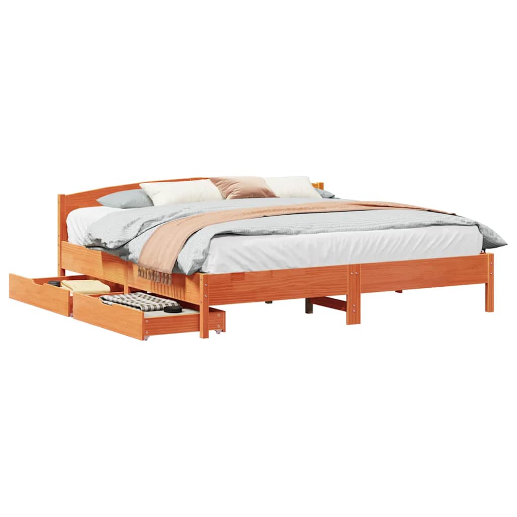 viaszbarna tömör fenyőfa ágy matrac nélkül 200 x 200 cm