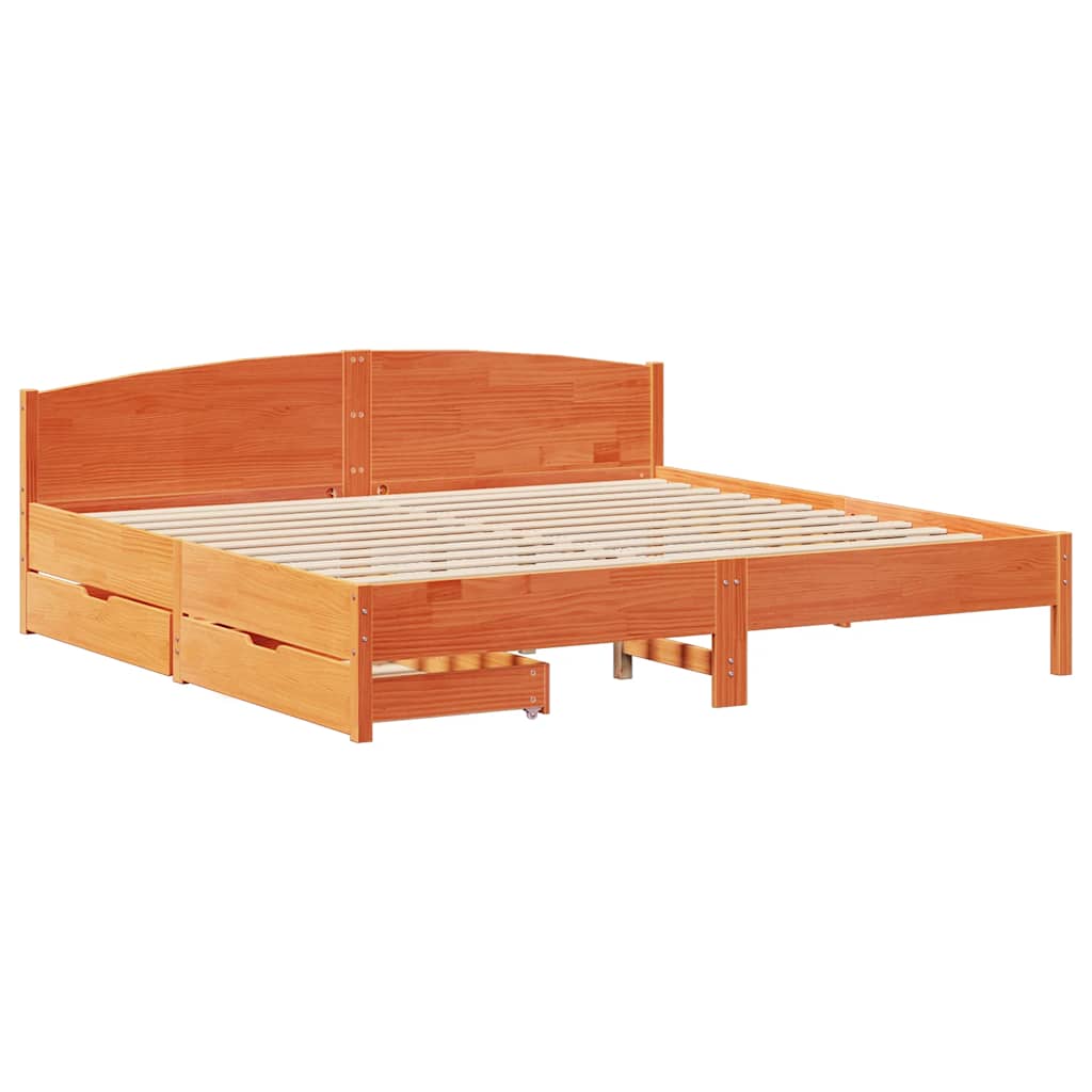 viaszbarna tömör fenyőfa ágy matrac nélkül 200 x 200 cm