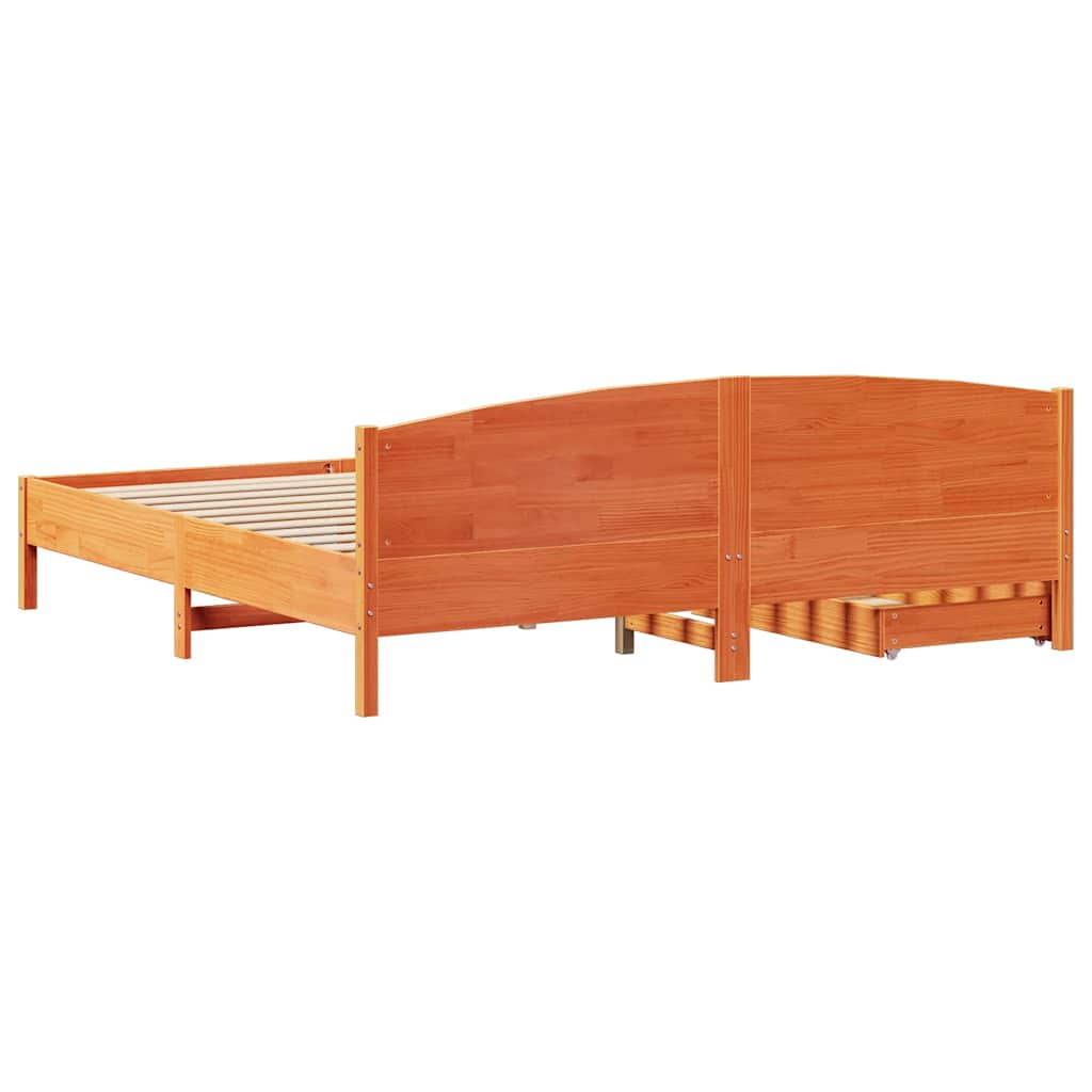 viaszbarna tömör fenyőfa ágy matrac nélkül 200 x 200 cm