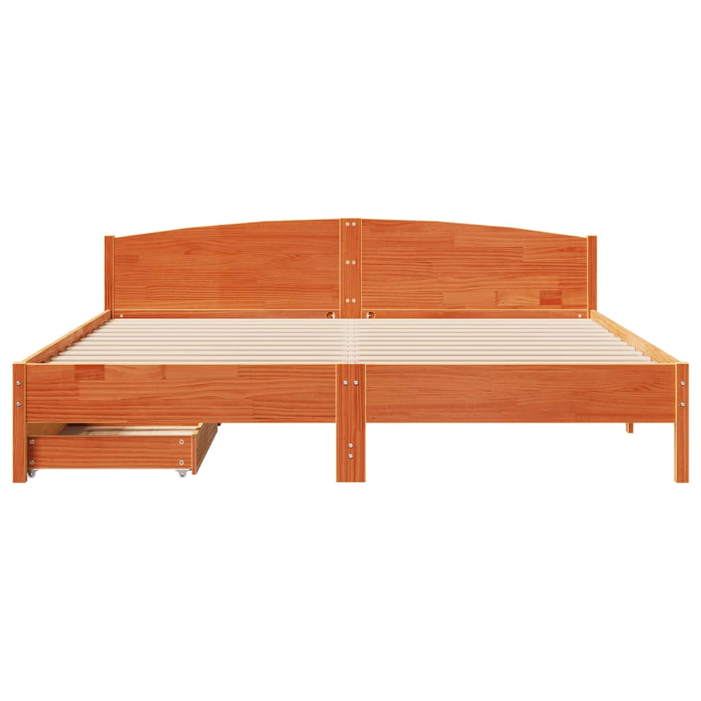 viaszbarna tömör fenyőfa ágy matrac nélkül 180 x 200 cm