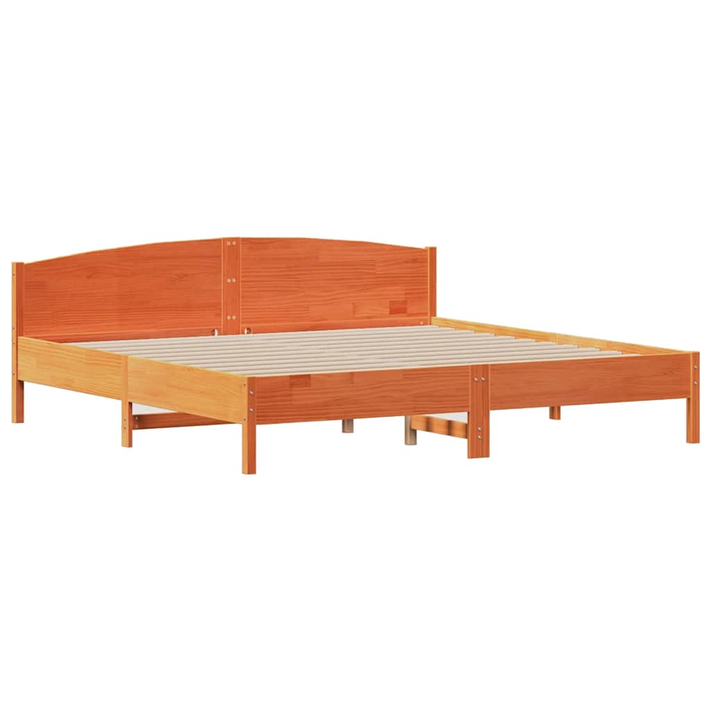 viaszbarna tömör fenyőfa ágy matrac nélkül 180 x 200 cm