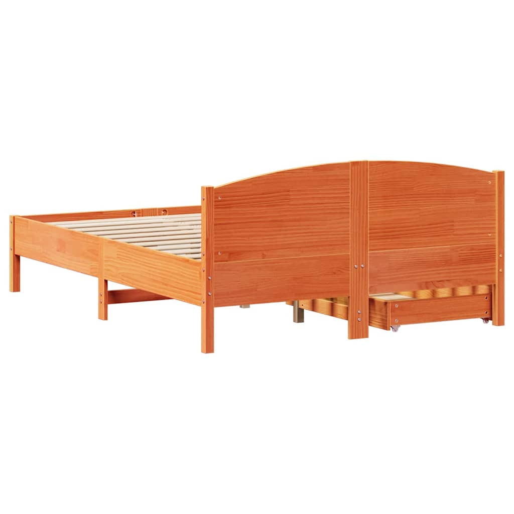 viaszbarna tömör fenyőfa ágy matrac nélkül 160 x 200 cm