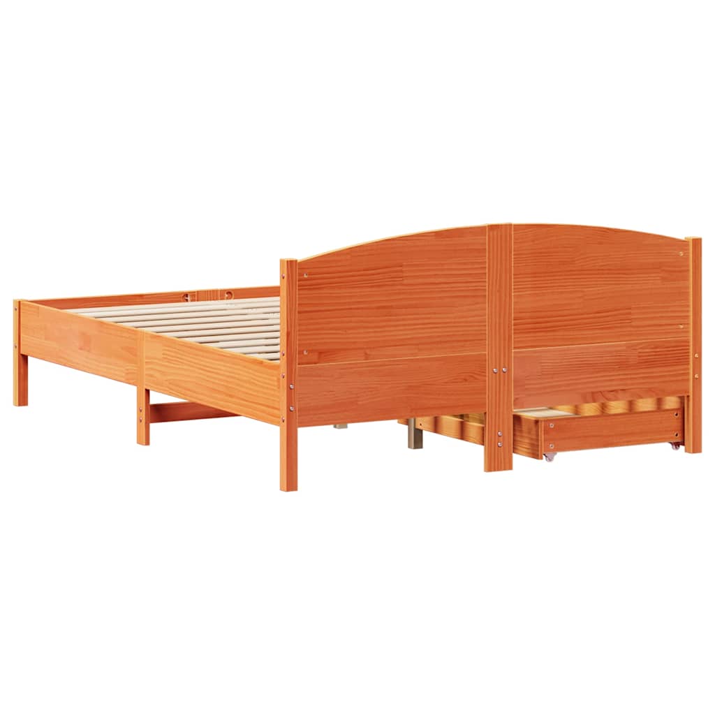 viaszbarna tömör fenyőfa ágy matrac nélkül 120 x 190 cm