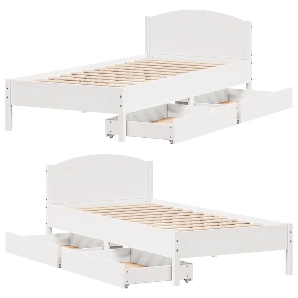 fehér tömör fenyőfa ágy matrac nélkül 100 x 200 cm