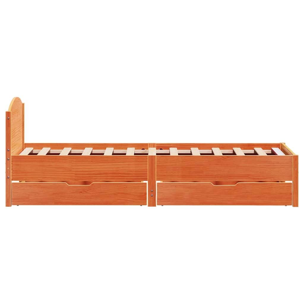viaszbarna tömör fenyőfa ágy matrac nélkül 100 x 200 cm