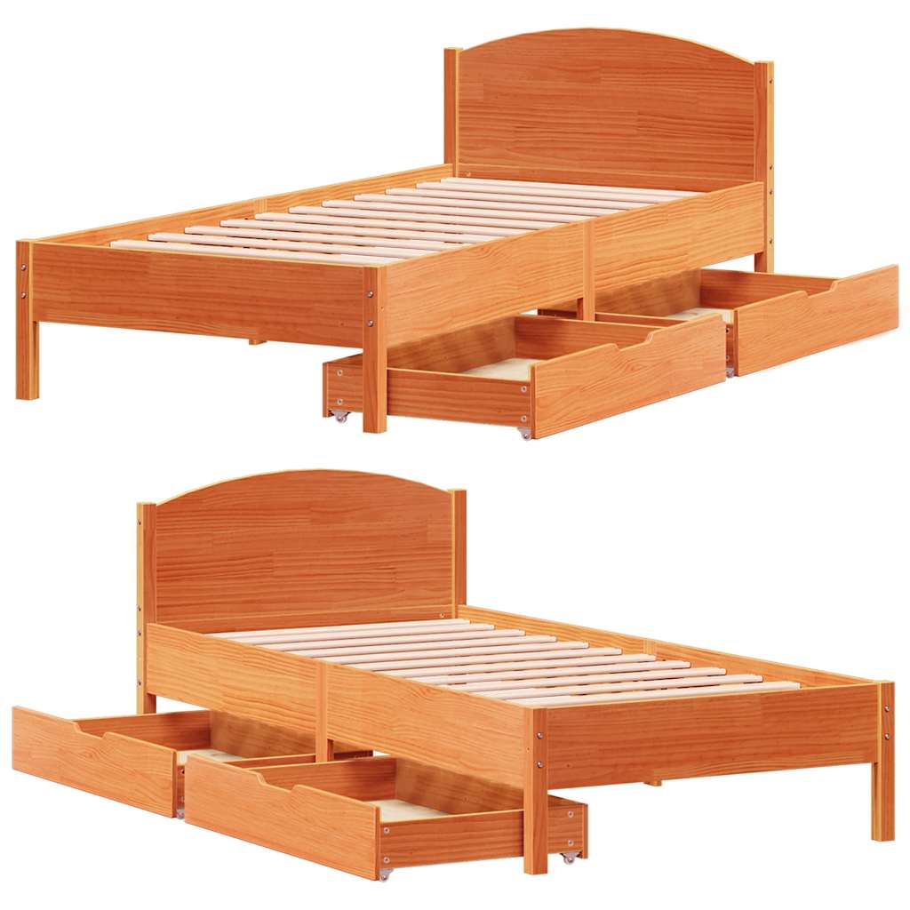 viaszbarna tömör fenyőfa ágy matrac nélkül 100 x 200 cm