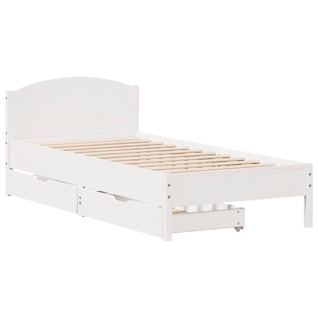 fehér tömör fenyőfa ágy matrac nélkül 90 x 200 cm