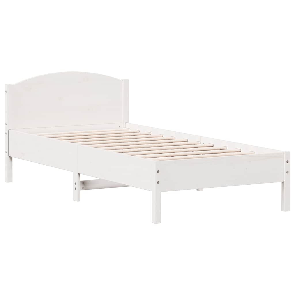 fehér tömör fenyőfa ágy matrac nélkül 90 x 200 cm