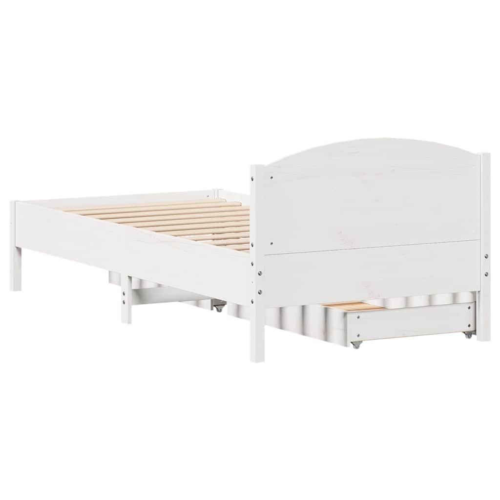fehér tömör fenyőfa ágy matrac nélkül 90 x 200 cm