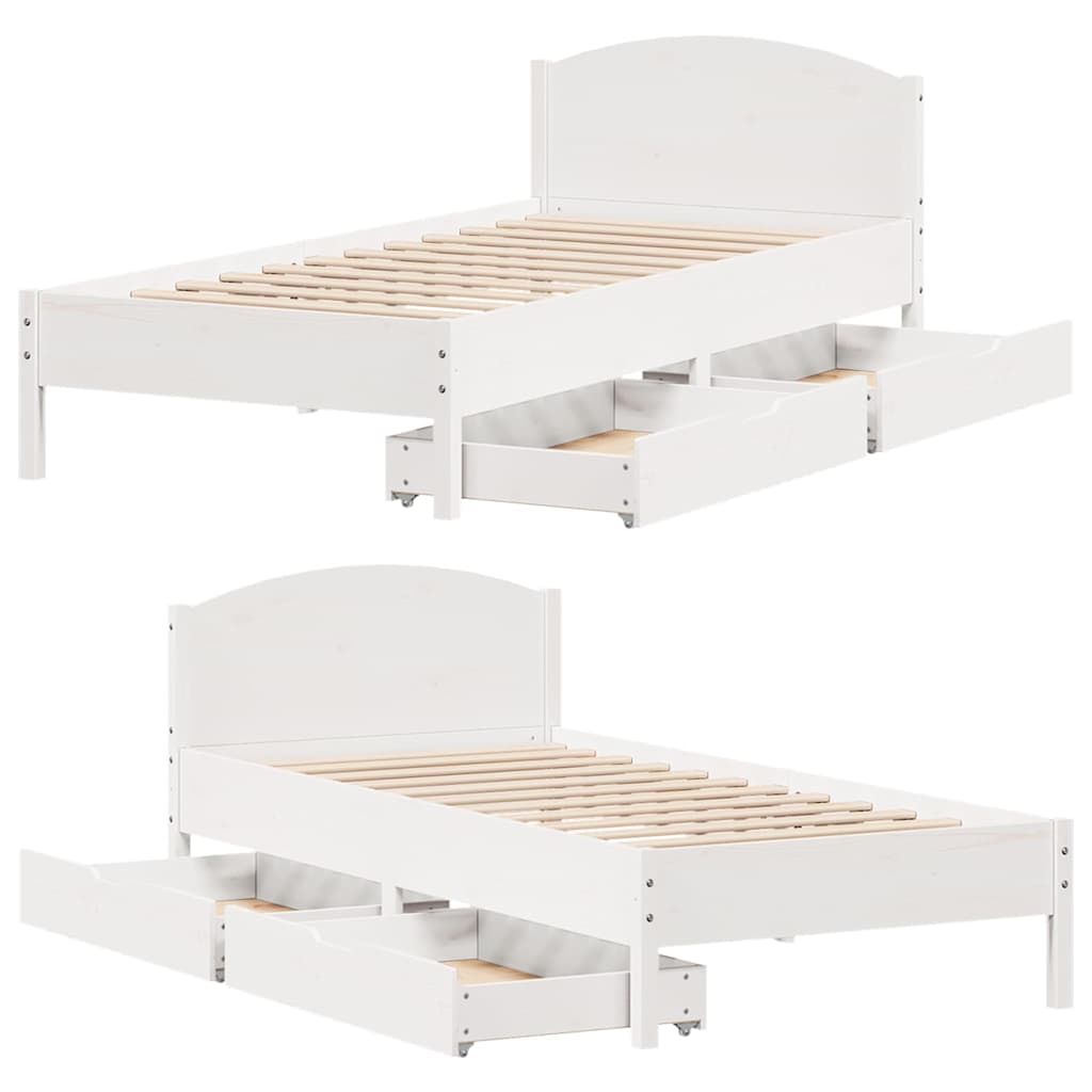 fehér tömör fenyőfa ágy matrac nélkül 90 x 200 cm