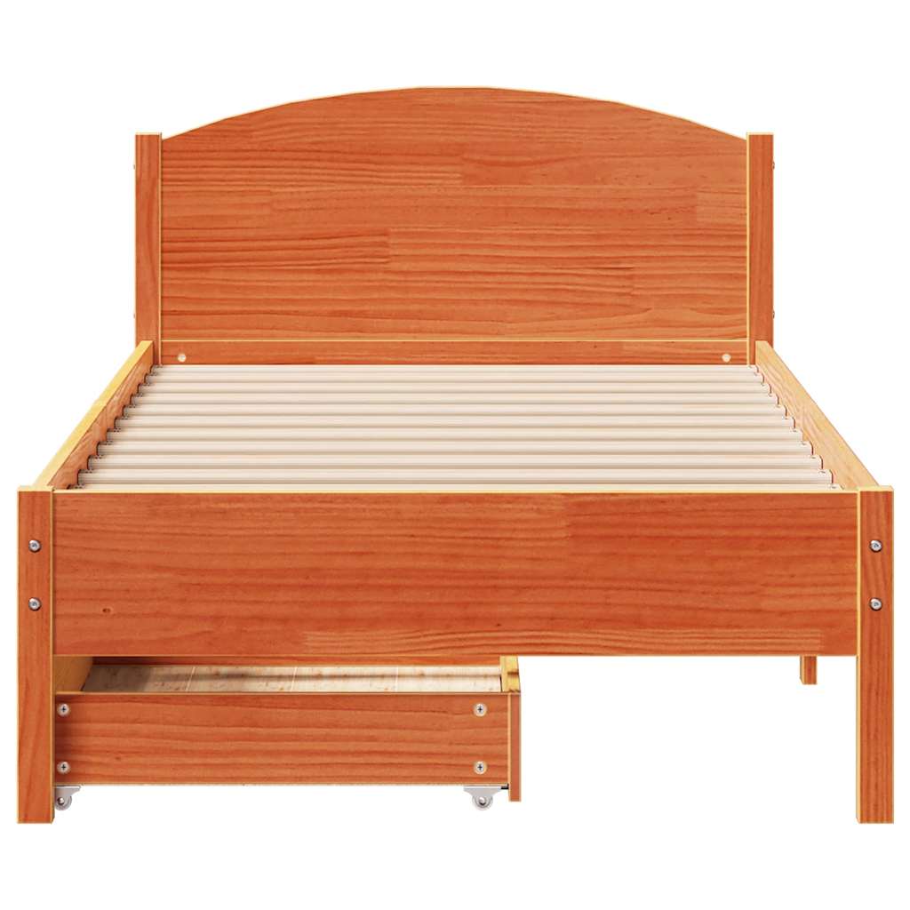viaszbarna tömör fenyőfa ágy matrac nélkül 90 x 200 cm