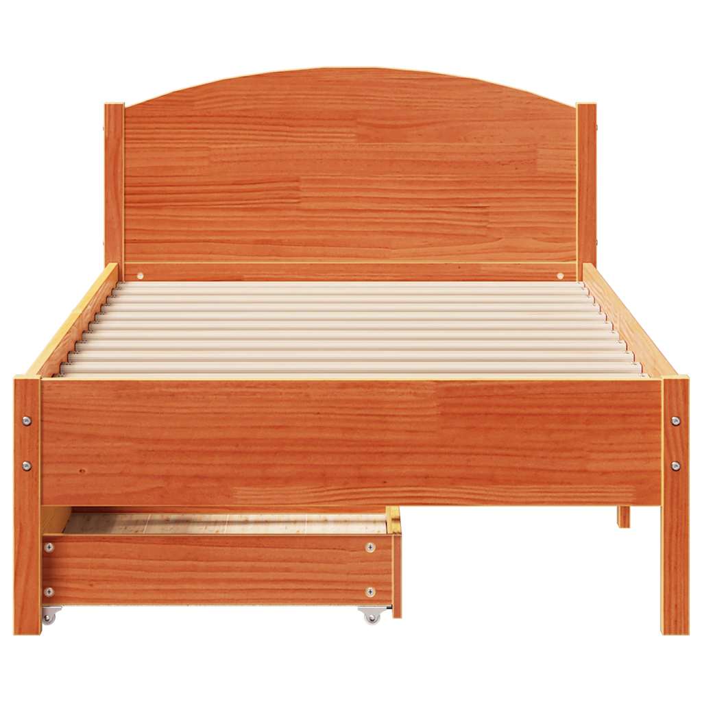viaszbarna tömör fenyőfa ágy matrac nélkül 90 x 190 cm