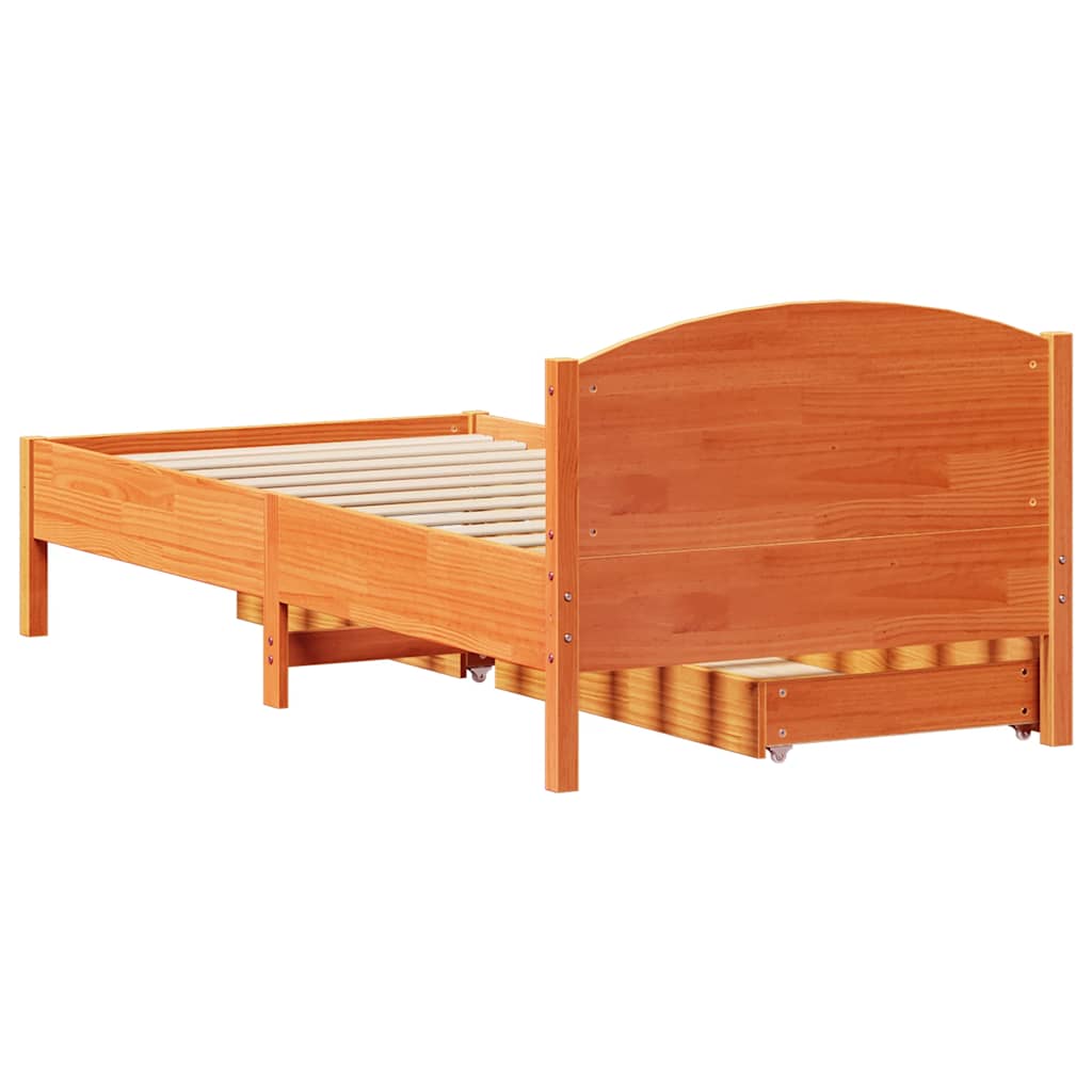 viaszbarna tömör fenyőfa ágy matrac nélkül 75 x 190 cm