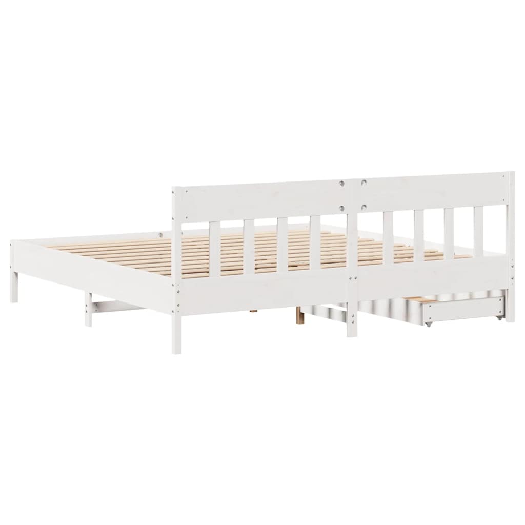 fehér tömör fenyőfa ágy matrac nélkül 200 x 200 cm