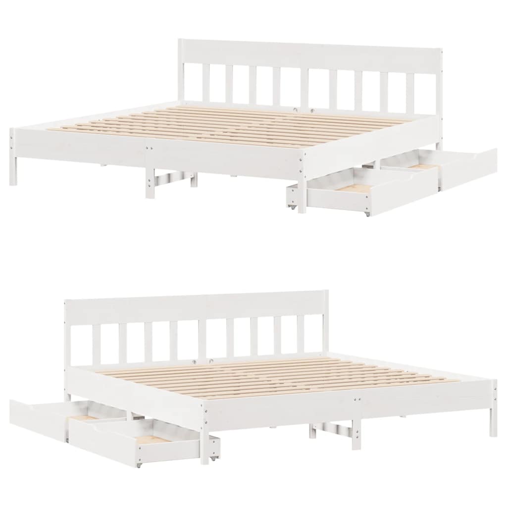 fehér tömör fenyőfa ágy matrac nélkül 200 x 200 cm