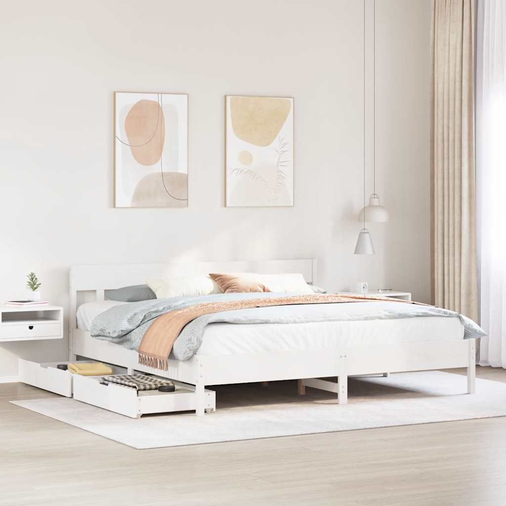 fehér tömör fenyőfa ágy matrac nélkül 200 x 200 cm