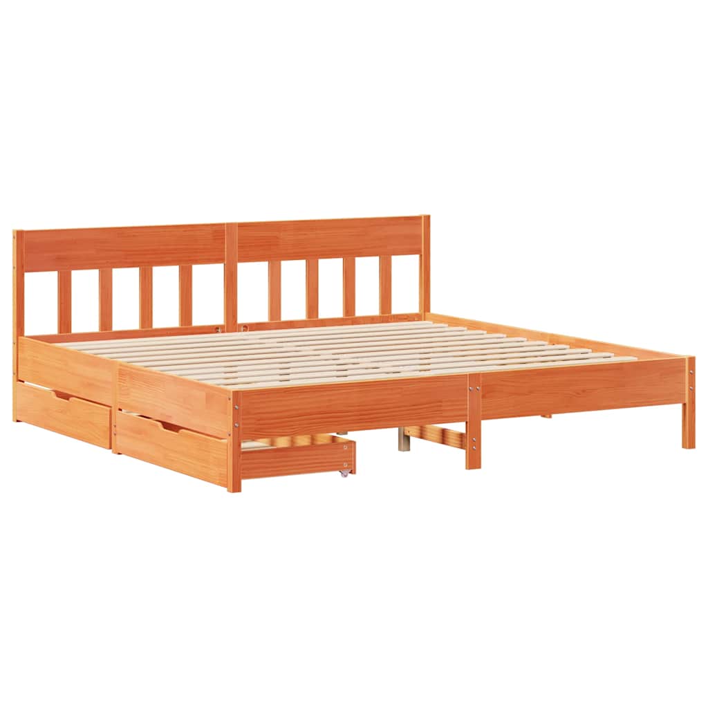 viaszbarna tömör fenyőfa ágy matrac nélkül 200 x 200 cm