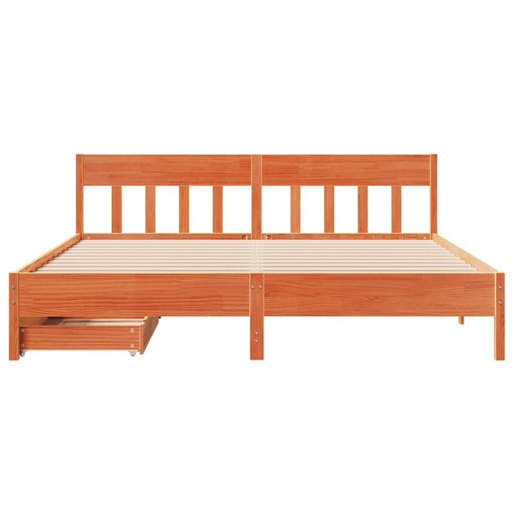 viaszbarna tömör fenyőfa ágy matrac nélkül 200 x 200 cm