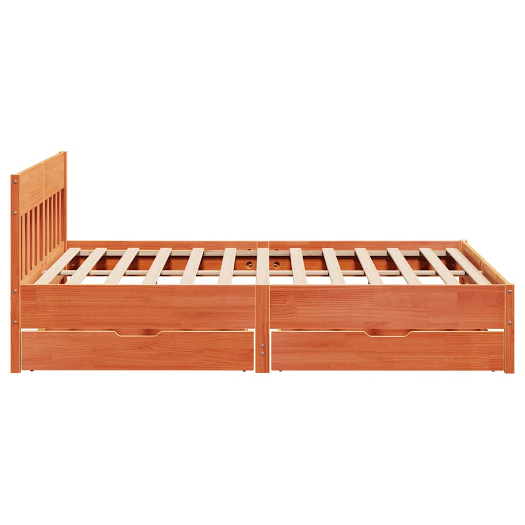 viaszbarna tömör fenyőfa ágy matrac nélkül 200 x 200 cm
