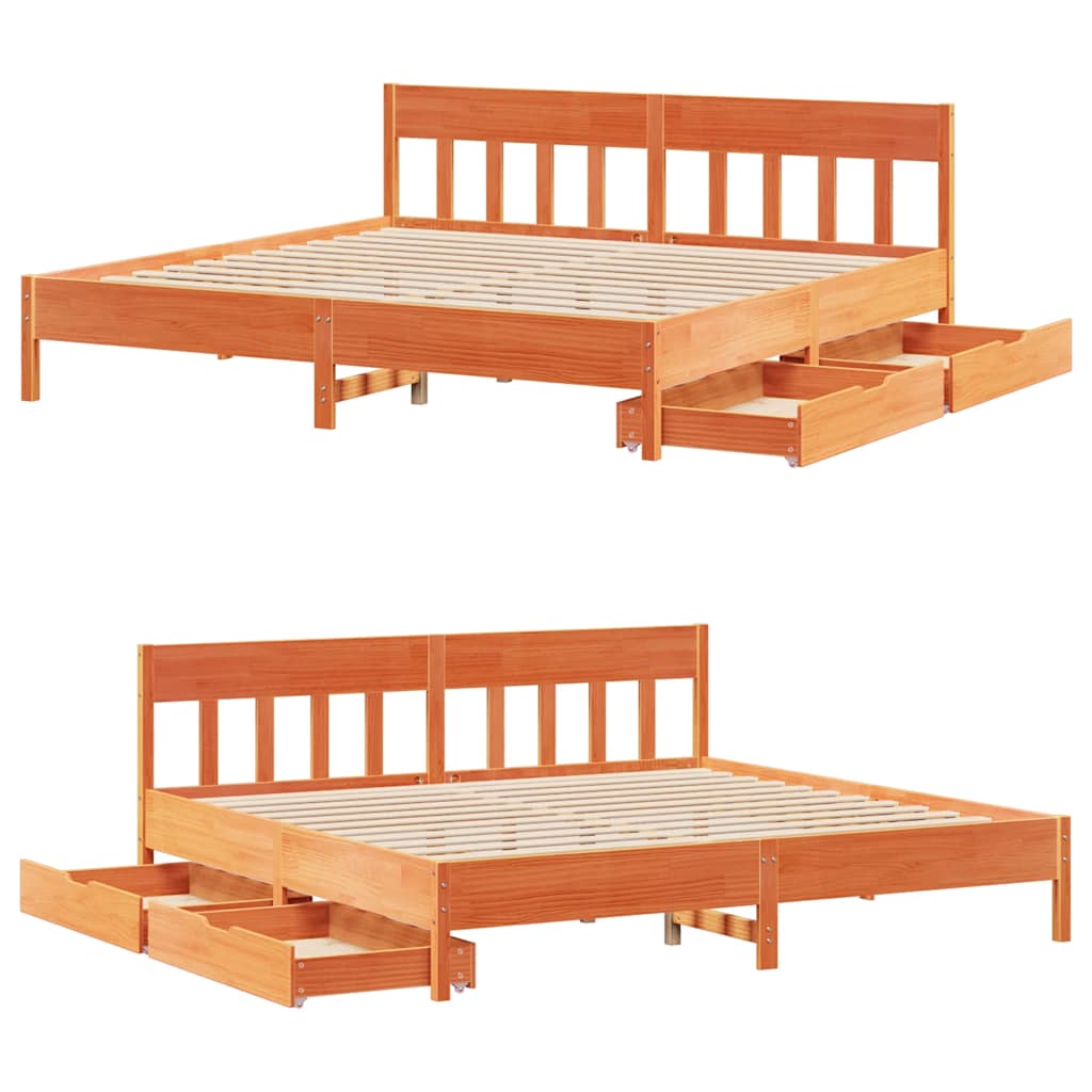 viaszbarna tömör fenyőfa ágy matrac nélkül 200 x 200 cm