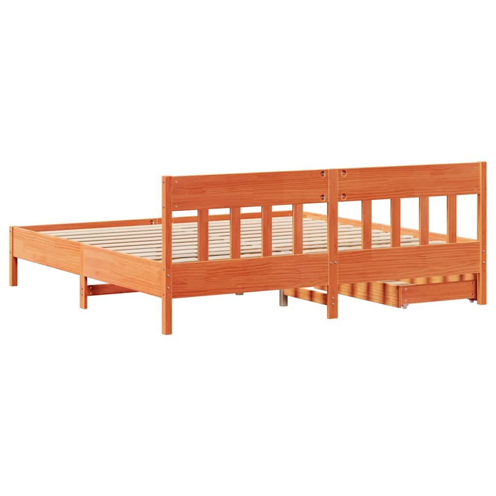 viaszbarna tömör fenyőfa ágy matrac nélkül 180 x 200 cm