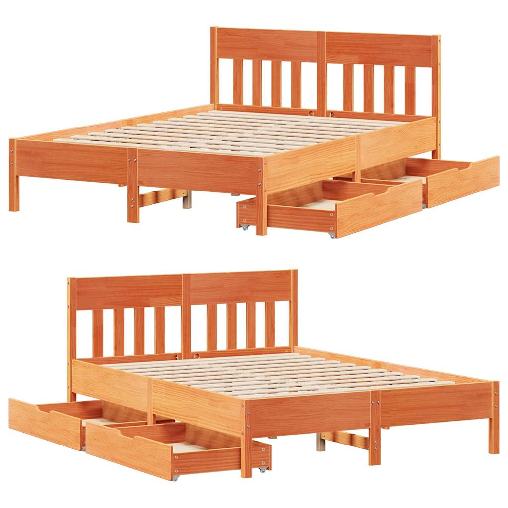 viaszbarna tömör fenyőfa ágy matrac nélkül 120 x 200 cm