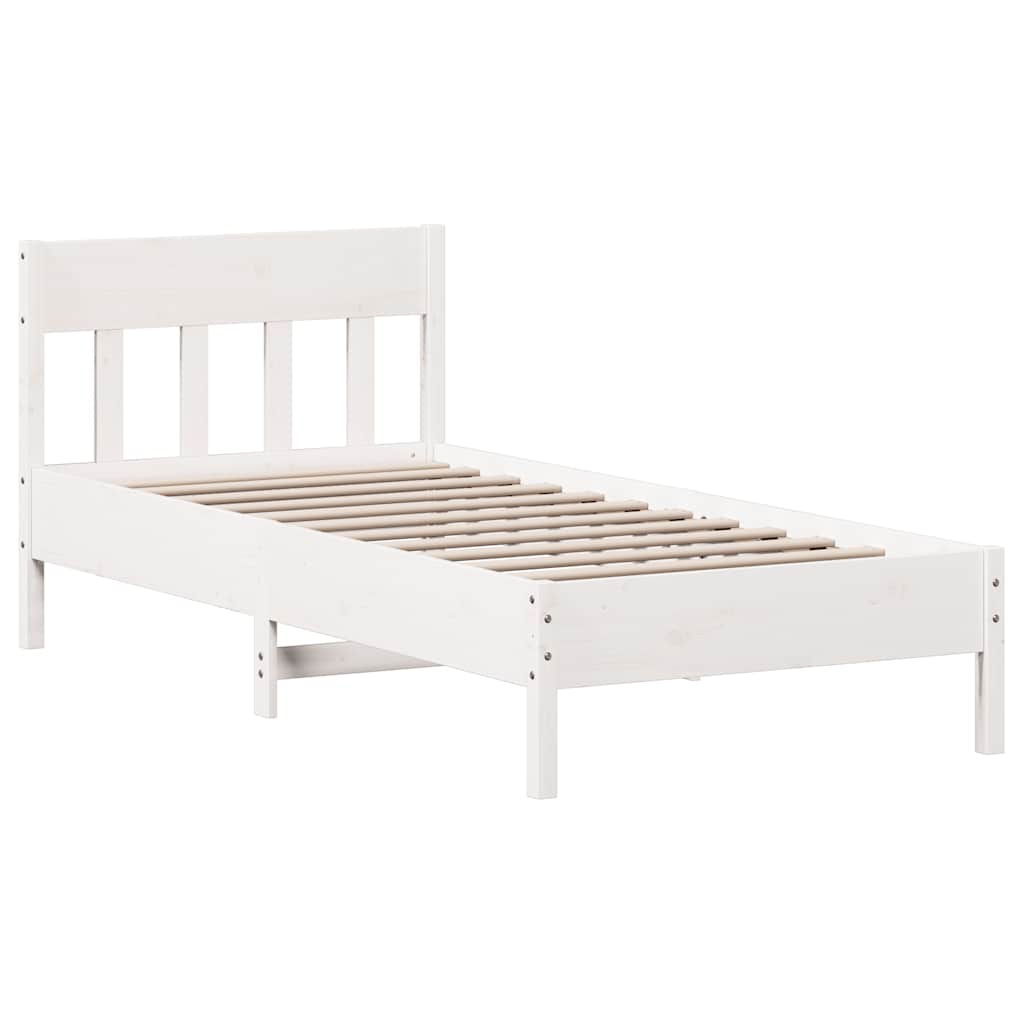 fehér tömör fenyőfa ágy matrac nélkül 90 x 200 cm