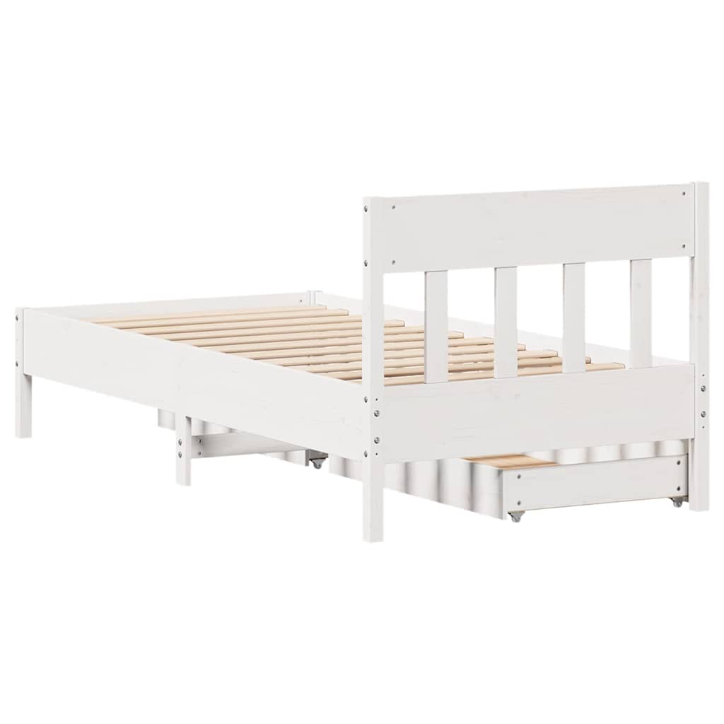 fehér tömör fenyőfa ágy matrac nélkül 90 x 200 cm