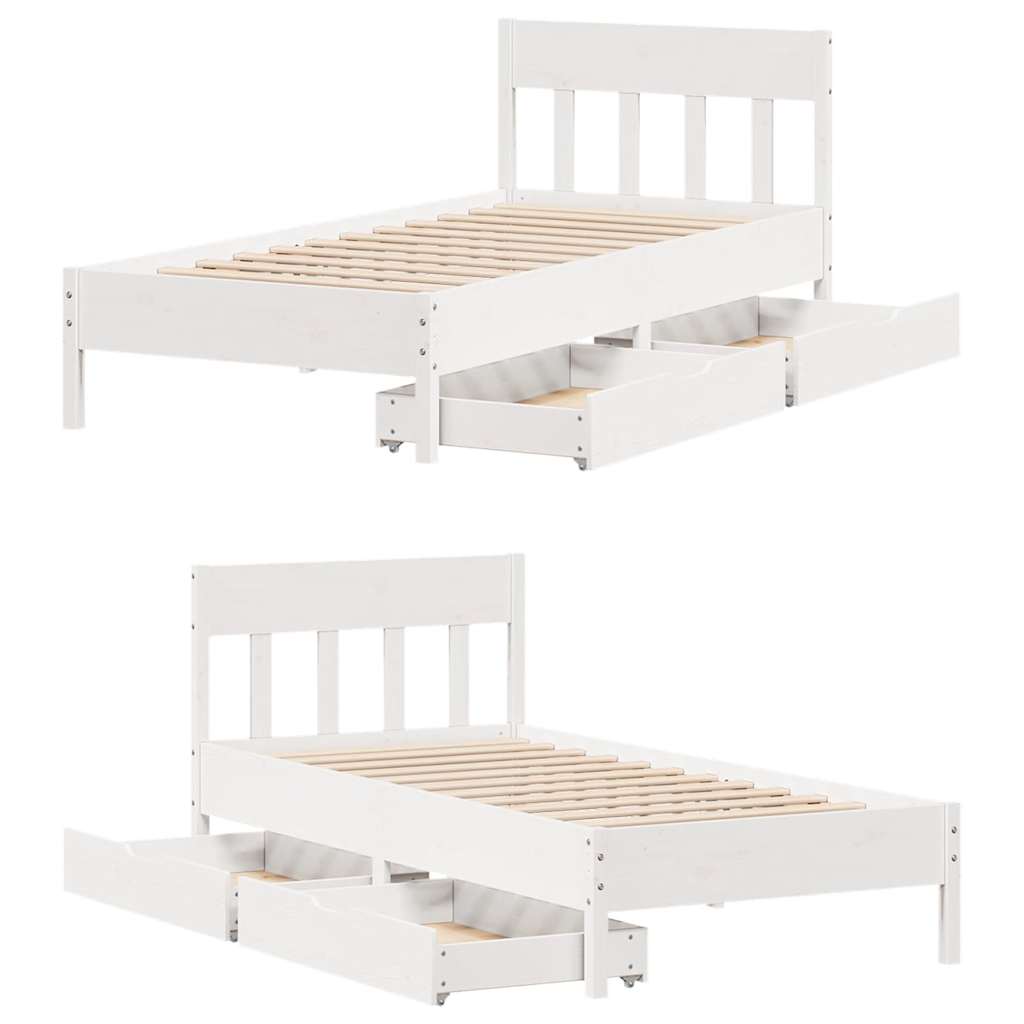fehér tömör fenyőfa ágy matrac nélkül 90 x 200 cm