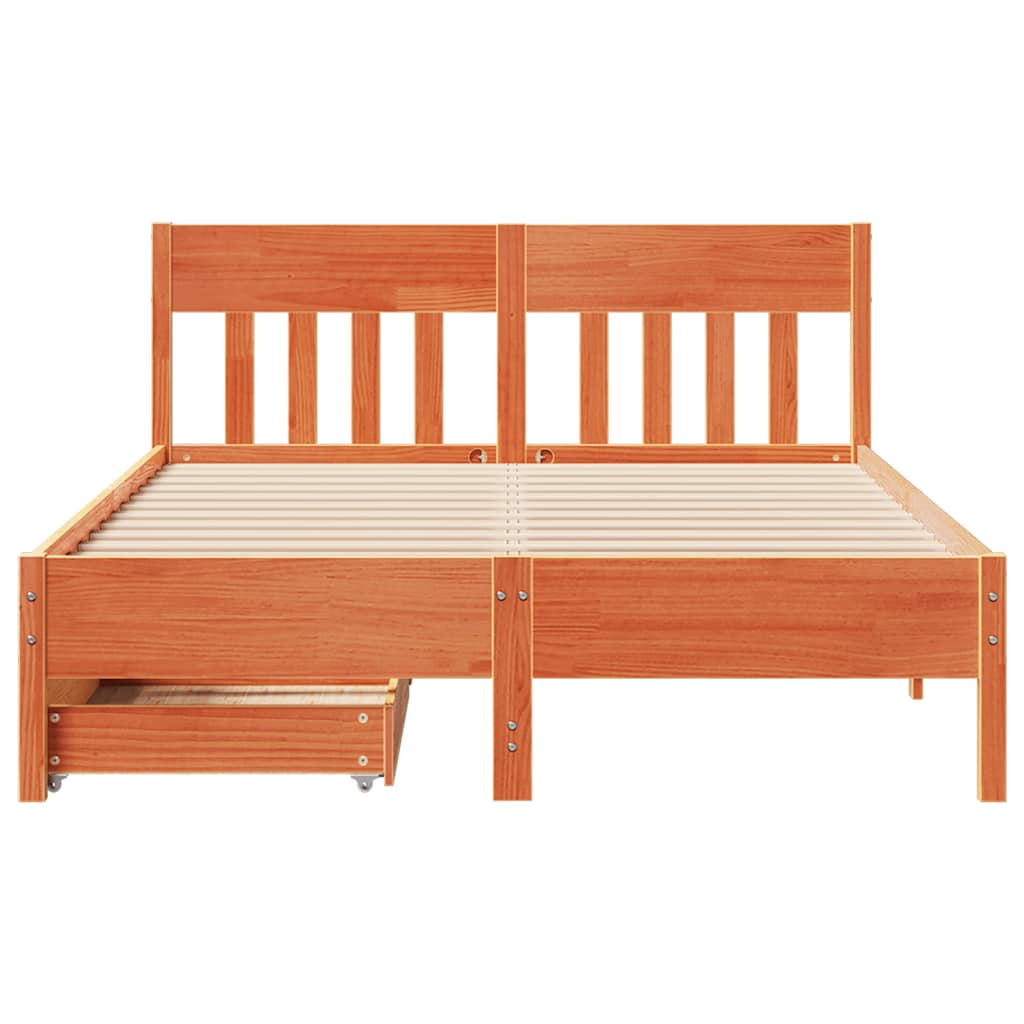 viaszbarna tömör fenyőfa ágy matrac nélkül 140 x 190 cm