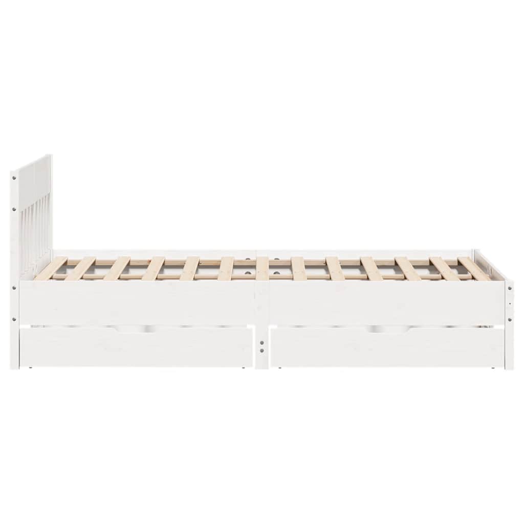 fehér tömör fenyőfa ágy matrac nélkül 135 x 190 cm